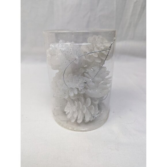 Target Wondershop White Glitter Pinecone Christamas Tree Ornament Set of 8 - Picture 2 of 3